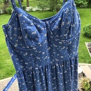 Blue flower printed dress
